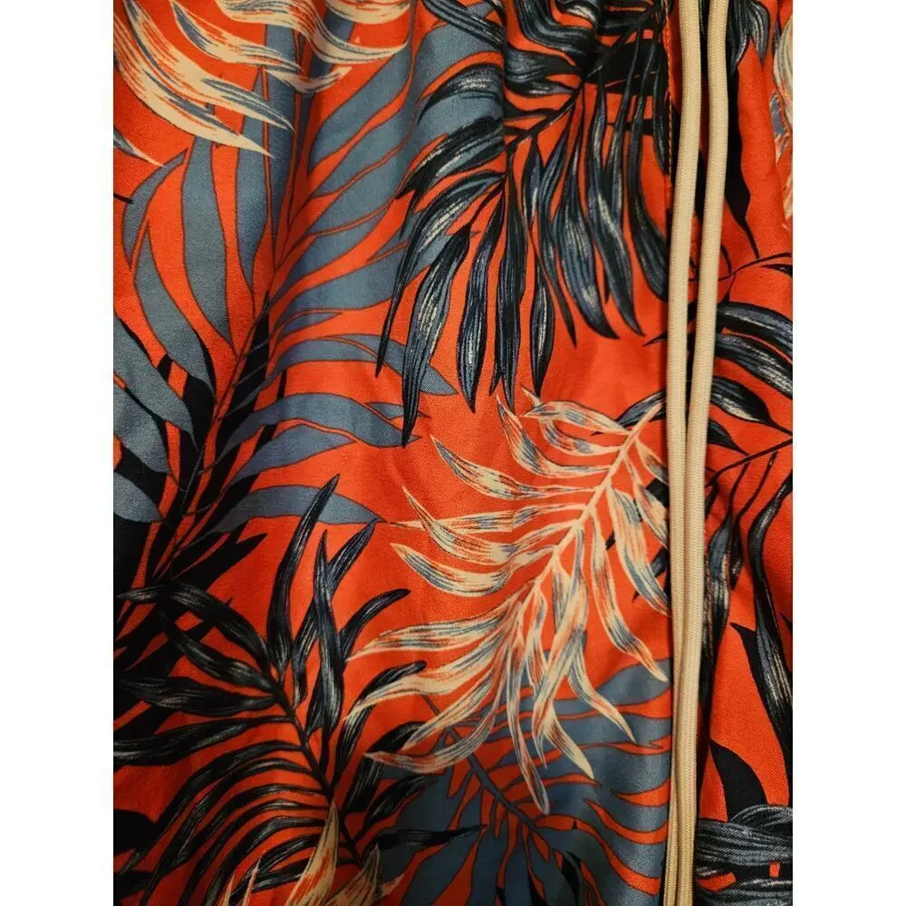 Lands End Swim trucks shorts mens Hawaiian‎ orange blue XXL 44-46